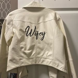 White Wifey Leather Jacket